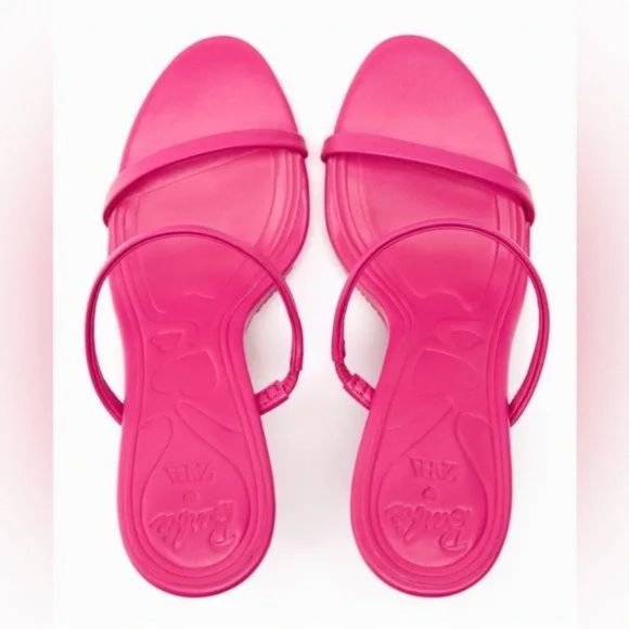 ZARA x BARBIE™ THE MOVIE ©WARNER BROS. LEATHER SANDALS HEELS - Picture 6 of 6